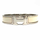 Hermes Clic H PM White Silver Tone Hinged Bangle