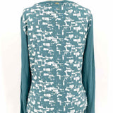 ST. JOHN Women's Teal White Size M Scoop Neck Long Sleeve
