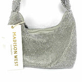 Madison West Silver Slouchy Sparkle Rhinestone Shoulder Bag