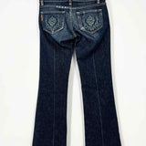 Paige Laurel Canyon Women's Dark Blue Size 25/0 Bootcut Distressed Jeans