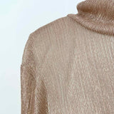 BCBG Max Azria Women's Gold Size XL Turtleneck Shimmer Long Sleeve