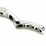 Judith Ripka 925 Sterling Silver Hinged Quilted Canary Crystal Diamond Cuff