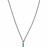 Handmade Bronze Tone Blue Pendant 28" Spike Necklace