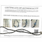 KING BABY 925 Sterling Silver Black Beaded 24" Cross Onyx Made in USA Necklace