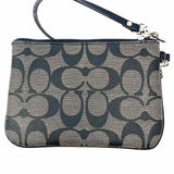Coach Coated Canvas Black Gray Zip Signature Wristlet