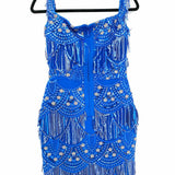 Bella Barnett Women's Blue Size M Sleeveless Sequined Dress