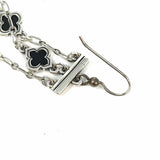 Brighton Toledo Alto Noir Black Silver Tone Chandelier 3.5" Clover Earrings