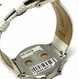 Philip Stein Teslar Double Dial Dual Time Stainless Steel White Leather Watch