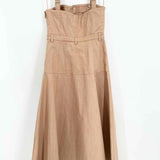 cinq a sept Veena Women's Tan Size 4 Midi Denim Sleeveless Dress
