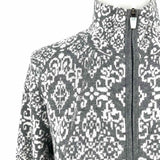 Cynthia Rowley Women's Gray White Size M Zip jacquard Cotton Blend Cardigan