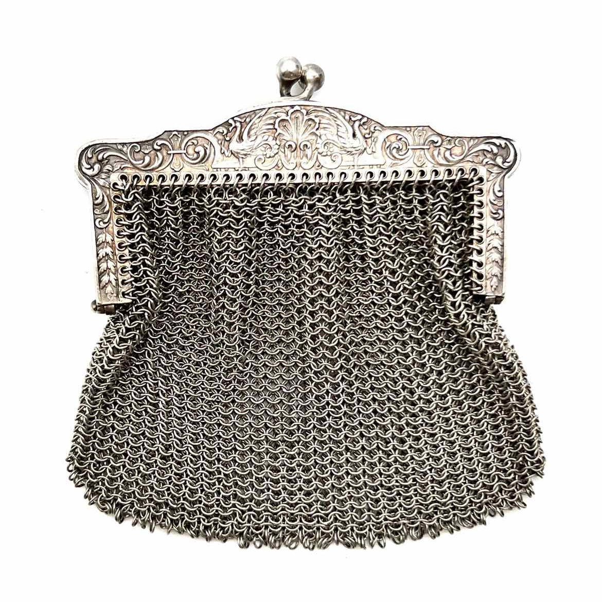 Vintage 925 Sterling Silver Kisslock Chainmail Coin Purse