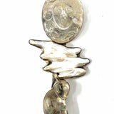 Rebecca Collins Sterling White Carved Quartz Medusa Freshwater Pearl Brooch
