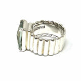 JOHN HARDY Bedeg size 6 925 Sterling Silver Emerald Cut Ribbed Prasiolite Ring