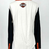 Harley Davidson Women's Black White Size M Henley Logo Long Sleeve