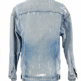 Moussy Women's Blue Size S Trucker Denim Distressed Jacket