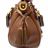 Dooney & Bourke Florentine Brown Zip Tassel Pebbled Leather Satchel