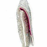 Betsey Johnson Silver Crossbody Iridescent Rhinestone Clutch