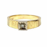 Estate size 1.75 14k Gold Coin Edge Yellow Single Cut .01 TCW Diamond Ring