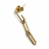 Estate 14K Yellow Gold Dangle Chain Diamond Earrings