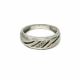 Estate size 8.5 10K White Gold Band Diamond Ring