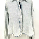 rag & bone Women's Light Blue Size M Button Down Denim Acid Wash Long Sleeve