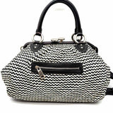 Marc Jacobs Limited Edition Rare Stam Black White Kisslock Chevron Satchel