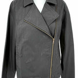 Eileen Fisher Women's Black Size PL Moto Waxed Cotton Jacket