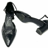 AGL Women's Black Size 41.5/11 Block Heel Patent Leather Crinkle Pumps