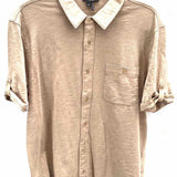 Paige Men's Khaki Size M Button Down Collared Short Sleeve Shirt