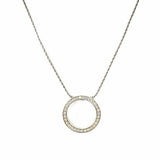 Estate 14K White Gold Circle Diamond Pendant Necklace