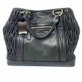 miu miu 2000's Matelasse Shopping Black pleated Leather Tote