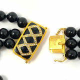 MMA Beaded Black Gold Tone Onyx 3 Strand Huggie Criss Cross Jewelry Set