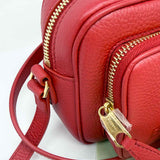 Burberry Camera Messenger Red Grained Leather Made in Italy Crossbody