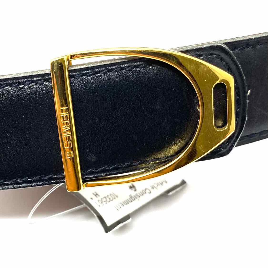 Hermes 1996 Black Brown 27"/XS Reversible Gold Tone Buckle France Belt Kit