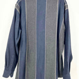 Faconnable Men's Navy Gray Size M Button Down Wool Blend Long Sleeve Shirt