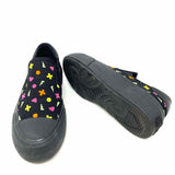 John Fluevog Willet Neon Women's Black Multi-Color Sz 8 Slip-On Canvas Sneakers