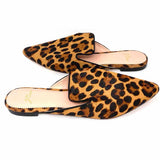J Crew Women's Black Brown Size 8.5 Pointed Calf Hair Leopard Mules