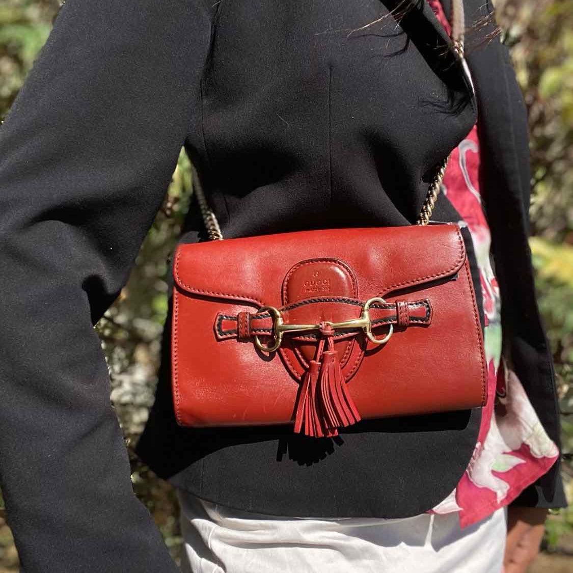 Gucci Emily Burnt Orange Horsebit Leather Crossbody