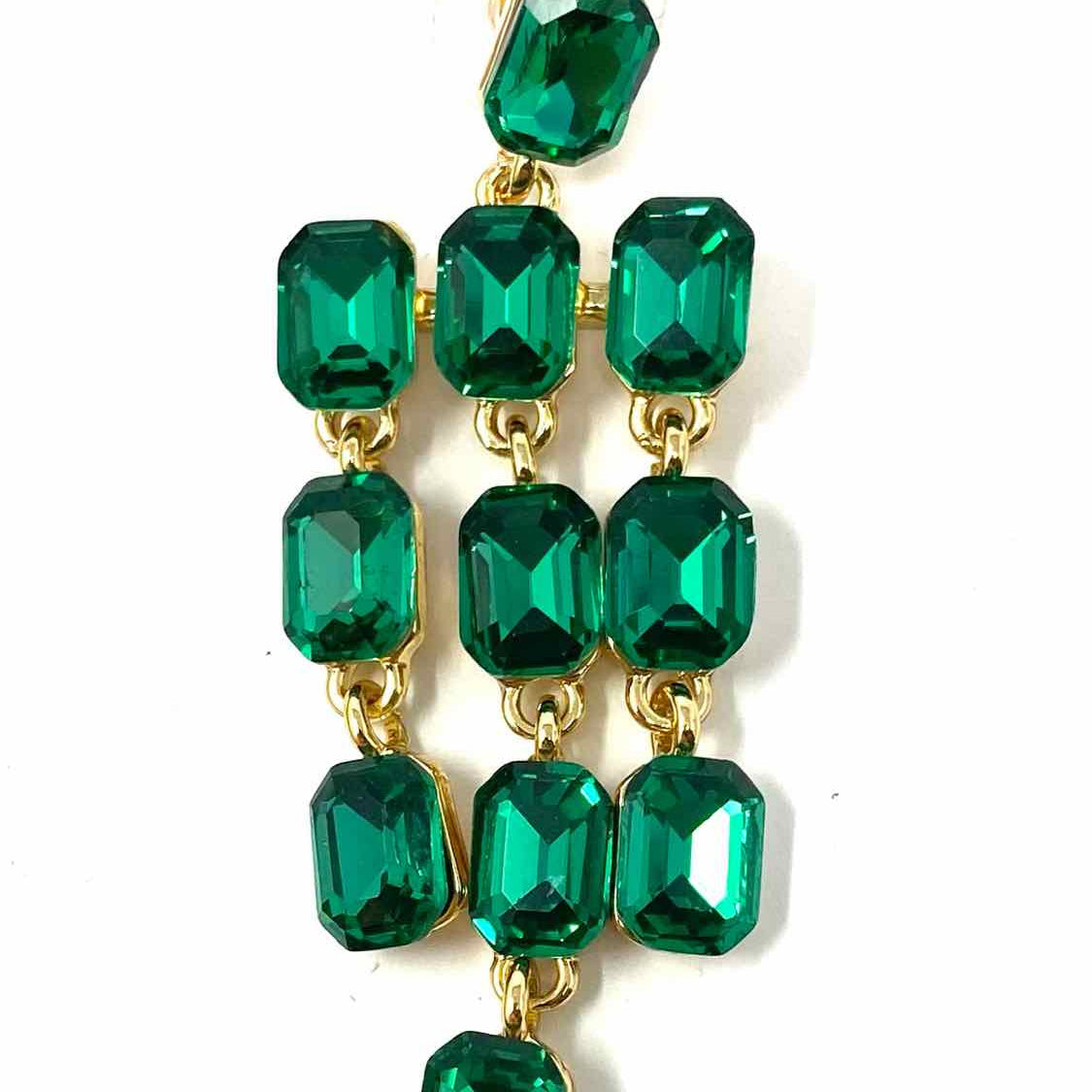 cara Crystals Green Chandelier 2" Earrings
