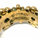 Stephen Dweck size 7 Gold Tone Band Dots Peridot Ring