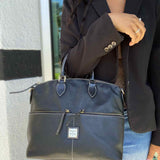 Dooney & Bourke Black Top Handle Pebbled Leather Satchel