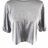Lululemon Women's Grey Size 6 Crew Metallic T-shirt