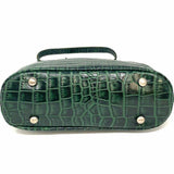 Patricia Nash Green Kisslock Croc Embossed Leather Satchel