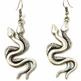 Metal Silver Tone Serpant Snakes Earrings