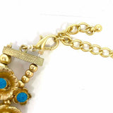Statement Blue Gold Tone 23" Floral Necklace