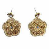 ABS Allen Schwartz Gold Tone Dangle Flower Earrings