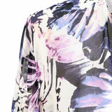 Misa Women's Purple Size S Ruffled Sheer Floral Long Sleeve
