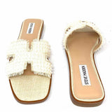 Steve Madden Women's Cream Size 8.5 Tweed Beaded Slide