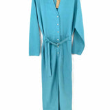 Rachel Comey Glitch Women's Teal Size 4 Belted Viscose Linen Blend Jump Suit