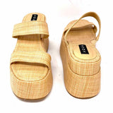 Aqua Women's Beige Size 9.5 Platform Raffia Sandals
